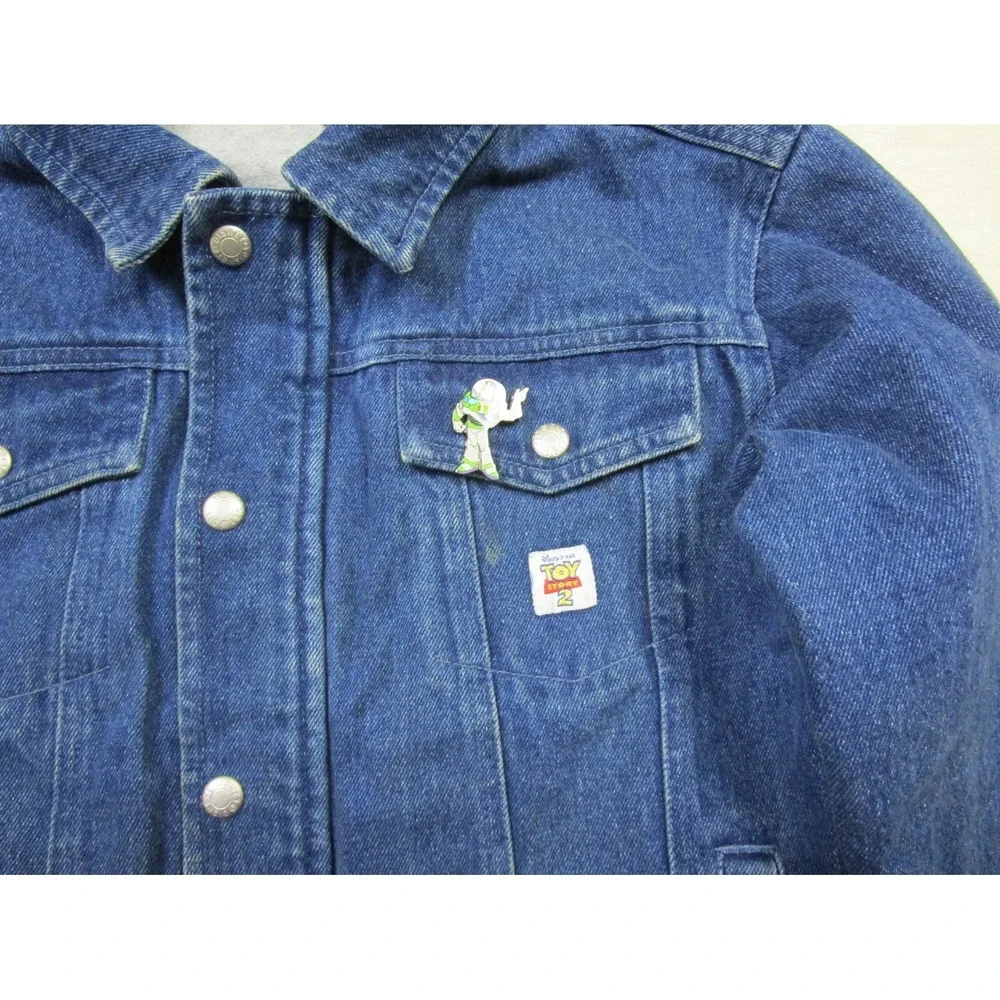 Vintage‎ Disney Store Toy Story Jean Jacket Kids (L) Embroidered Movie w/Pinback